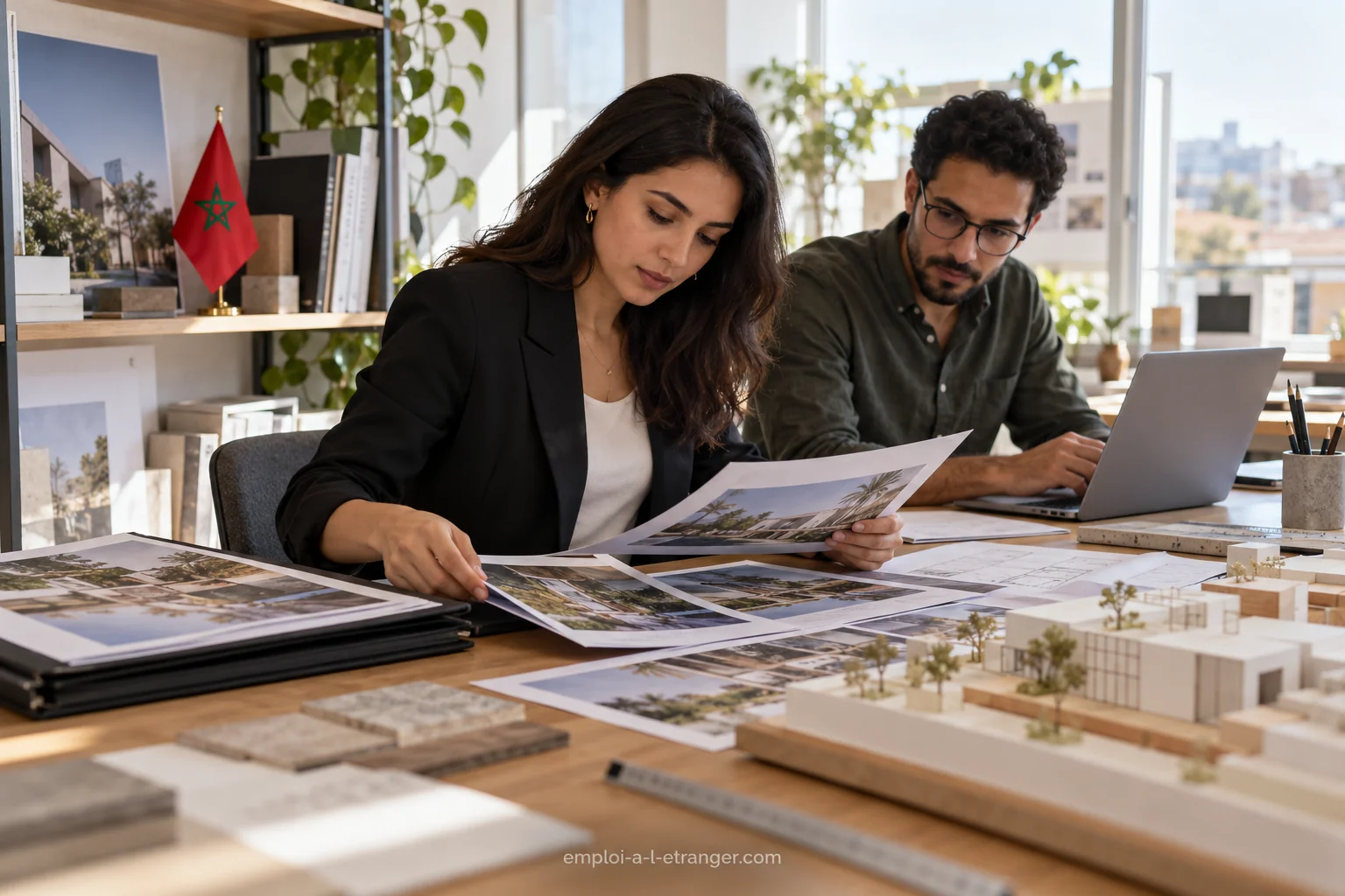 Architect preparing her portfolio for an international application